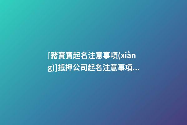 [豬寶寶起名注意事項(xiàng)]抵押公司起名注意事項(xiàng)大全-第1張-公司起名-玄機(jī)派